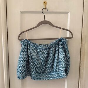 Lilly Pulitzer | Leigh Crop Off Shoulder Top | Blue and White